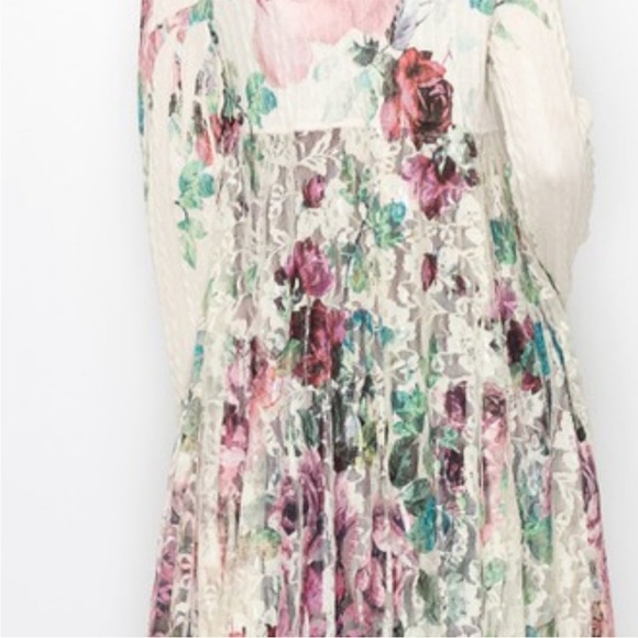 ORIGAMI SWEATER CARDIGAN DUSTER floral big rose lace boho western Size 2 XL - Picture 4 of 9